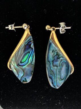 New Zealand Paua Gold Plate Earrings by Ariki
